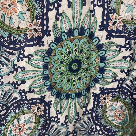 Anthropologie Maeve White 100% Silk Split Sleeve Mandala Print Blouse Top Sz M - Picture 5 of 11